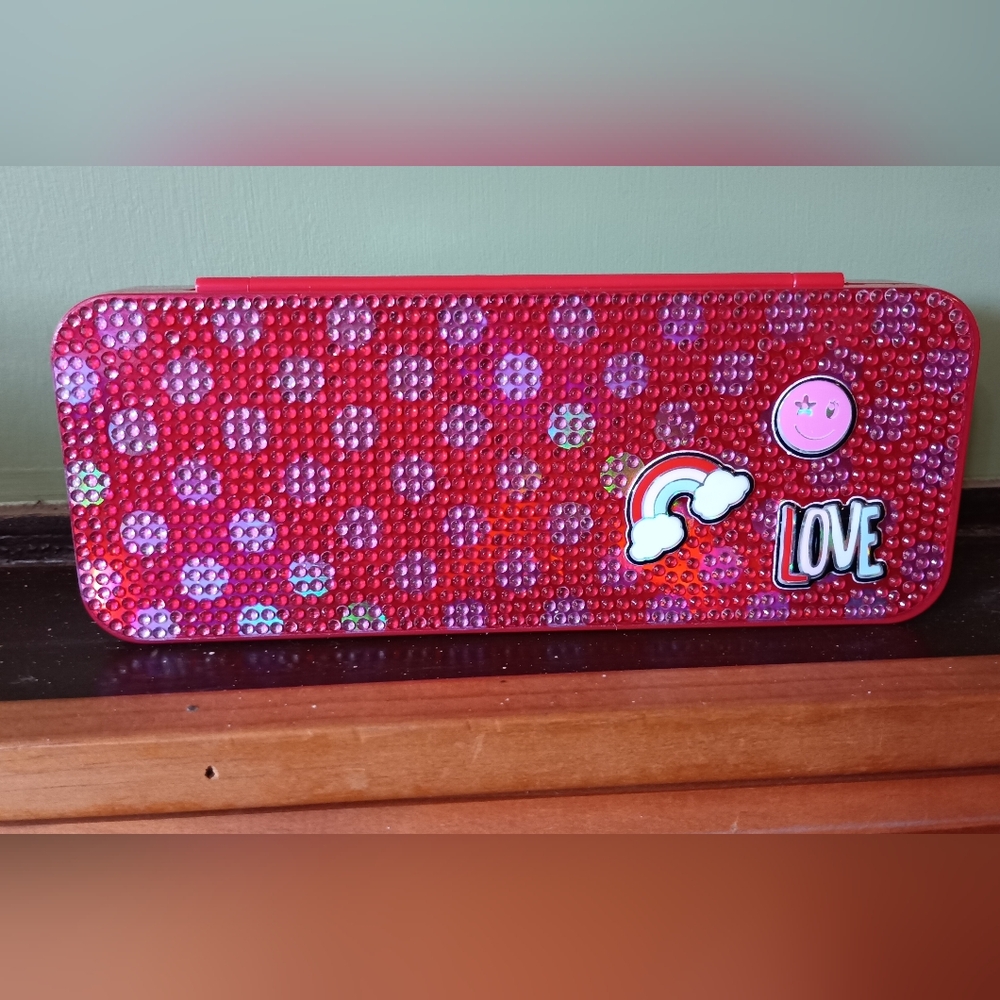 NWT Claire's Pink Polka Dots Red Bling Makeup Palette
